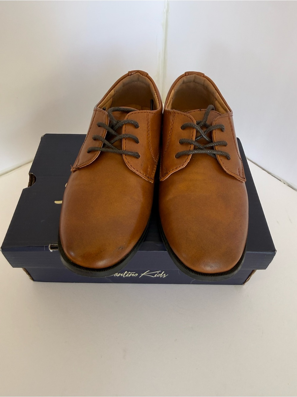 Kids Tan Dress Lace-Up Shoes